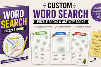 create custom word search puzzle book, activity book for amazon kdp