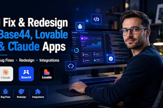 redesign,migrate claude ai, website bug fixes cleanup broken integration, base44