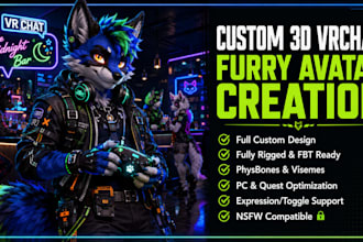 design custom vrchat avatar and furry avatar vrchat 3d model toggles