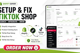 setup tiktok shop, fix shopify tiktok shop and run tiktok ads marketing