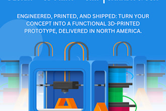 design and 3d print functional parts and prototypes, shipped in canada and USA