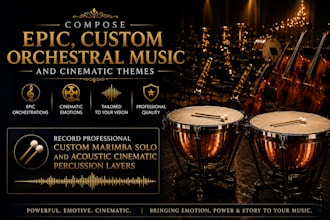 record professional custom marimba solo and acoustic cinematic percussion layers