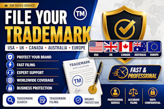 file trademark inusa, UK, canada, australia, europe