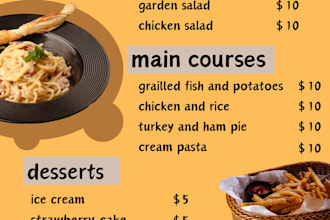 design awesome restaurant menu, food menu