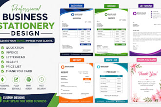 design quotation invoice letterhead receipt template price list thank you card