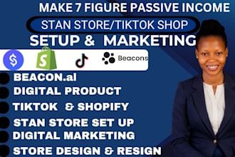 setup stan store, tiktok shop, and digital product store