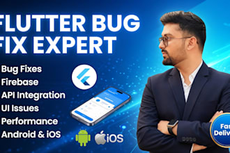 fix flutter bugs, errors, firebase issues and API integration