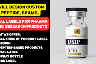 design custom peptide, srams, vial labels for pharma and research products
