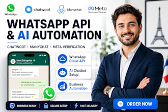 setup whatsapp api chatwoot whatsapp ai automation manychat meta verification