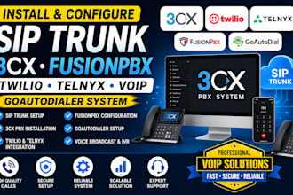 install sip trunk, twilio, telnyx, 3cx, fusionpbx, voip, goautodialer system