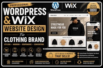 design clothing website apparel website design on wordpress and wix with sales