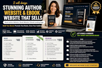 design book website, ebook landing page, author book website