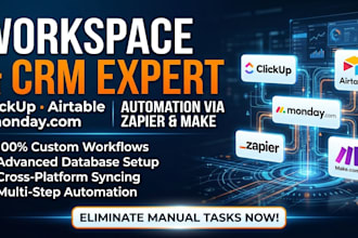 setup clickup airtable and monday crm automation via zapier