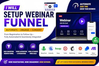setup webinar funnel manychat calendly keap twilio mailchimp zapier tidio make