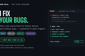 fix bugs and errors in react js next js or node js errors