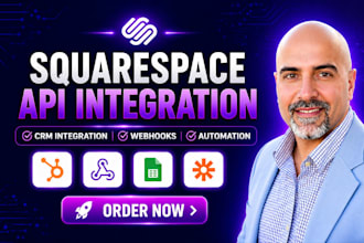 build custom squarespace API integration, webhooks and CRM automation