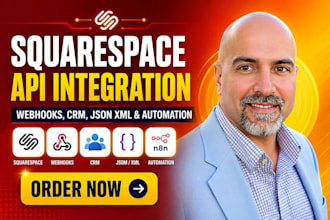 integrate squarespace API, webhooks, CRM, json XML and automation
