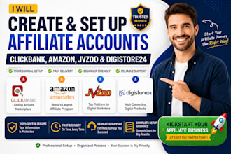 create an setup clickbank amazon jvzoo and digistore affiliate marketing account