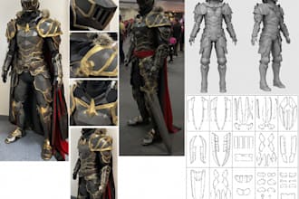 do 3d cosplay creation cosplay model anime cosplay fabric pepakura knight armor