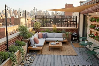 design contemporary rooftop terrace with pool and lounge area