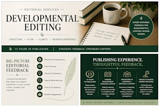 provide expert developmental editing for your manuscript or content