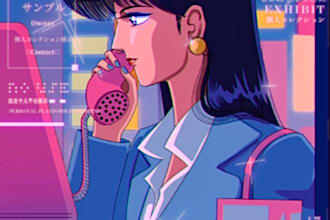 draw a half body portrait in retro anime style for you