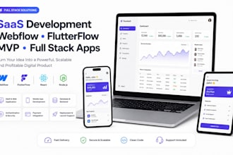 saas development webflow mobile app flutterflow mvp full stack app development