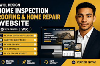 design home inspection website, roofing and home repair wordpress website