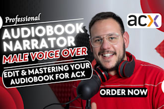 record, edit your fiction novel, male voiceover, nonfiction audiobook narrator