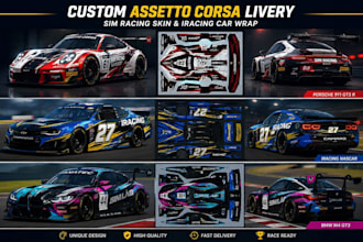 design custom assetto corsa livery, sim racing skin and iracing car wrap