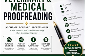 proofread veterinary, medical, and healthcare documents