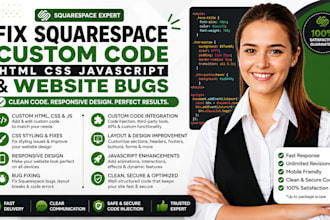 fix squarespace custom code HTML CSS javascript website bugs and responsive fix