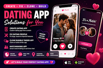 create dating app, fix dating profile, clone bumble tinder app, matchmaking app