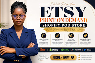 setup etsy print on demand store shopify printful printify seo digital products