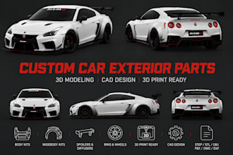 custom car body kit wide body kit front bumper rear bumper cad for manufacturing