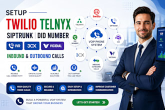 setup twilio telnyx siptrunk did number ivr 3cx vicidial inbound outbound calls