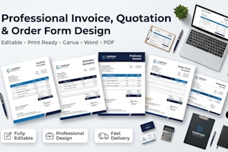 design professional invoice, quotation, proforma invoice and order form template