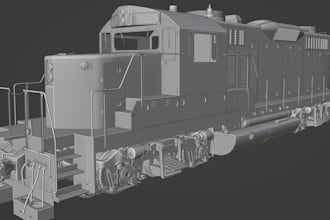 do 3d train locomotive, train simulator modeling design for printing in stl, obj