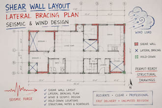 design shear wall layout, lateral bracing plan, seismic and wind load drawings