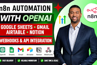 setup n8n automation with openai google sheets gmail airtable notion, webhooks