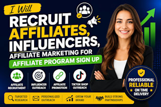 recruit affiliate, influencers, affiliate marketers for your affiliate program