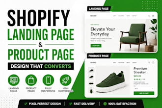 design shopify landing page, product page with pagefly, gempages, or replo