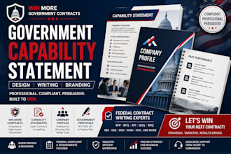 government capability statement design company profile federal contract writer