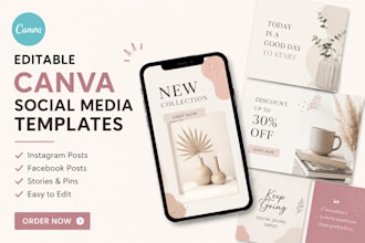 design editable canva social media templates for instagram, facebook, and