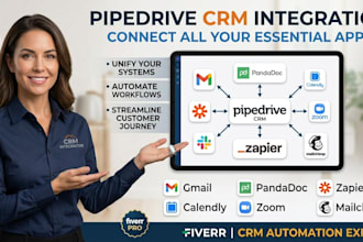 integrate pipedrive CRM with zapier gmail pandaldoc slack calendy mailchimp zoom