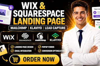 design wix squarespace landing page mailchimp klaviyo lead capture, popup forms