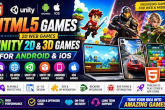 do 2d html5 web game, html5 game,2d,3d unity games for android, ios HTML5
