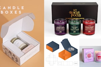 help create luxury candle label, candle packaging and candle box design