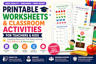 create printable worksheets and classroom activities for teachers and kids