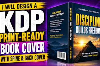 design a KDP print ready book cover with spine and back cover
